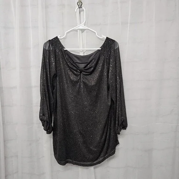 Unbranded Blouse Goth Whimsigoth Fairy Gray Glitter Sheer XL - Picture 8 of 11